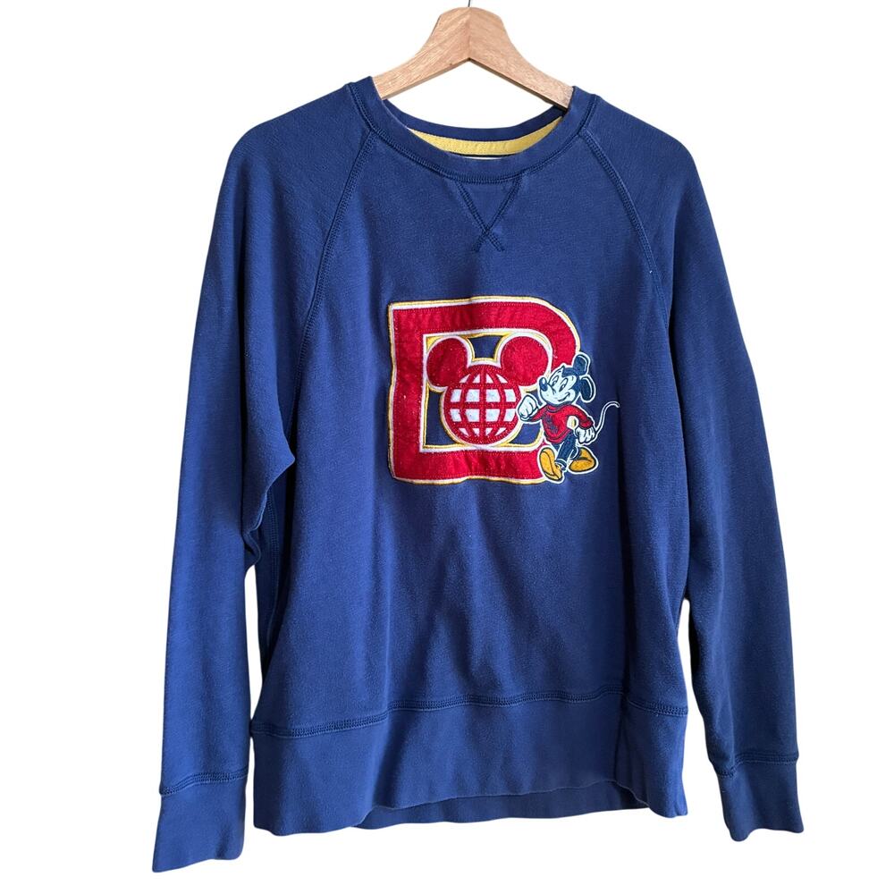 Disney Parks Mickey 1971 blue crewneck fleece sweater women's size medium cotton